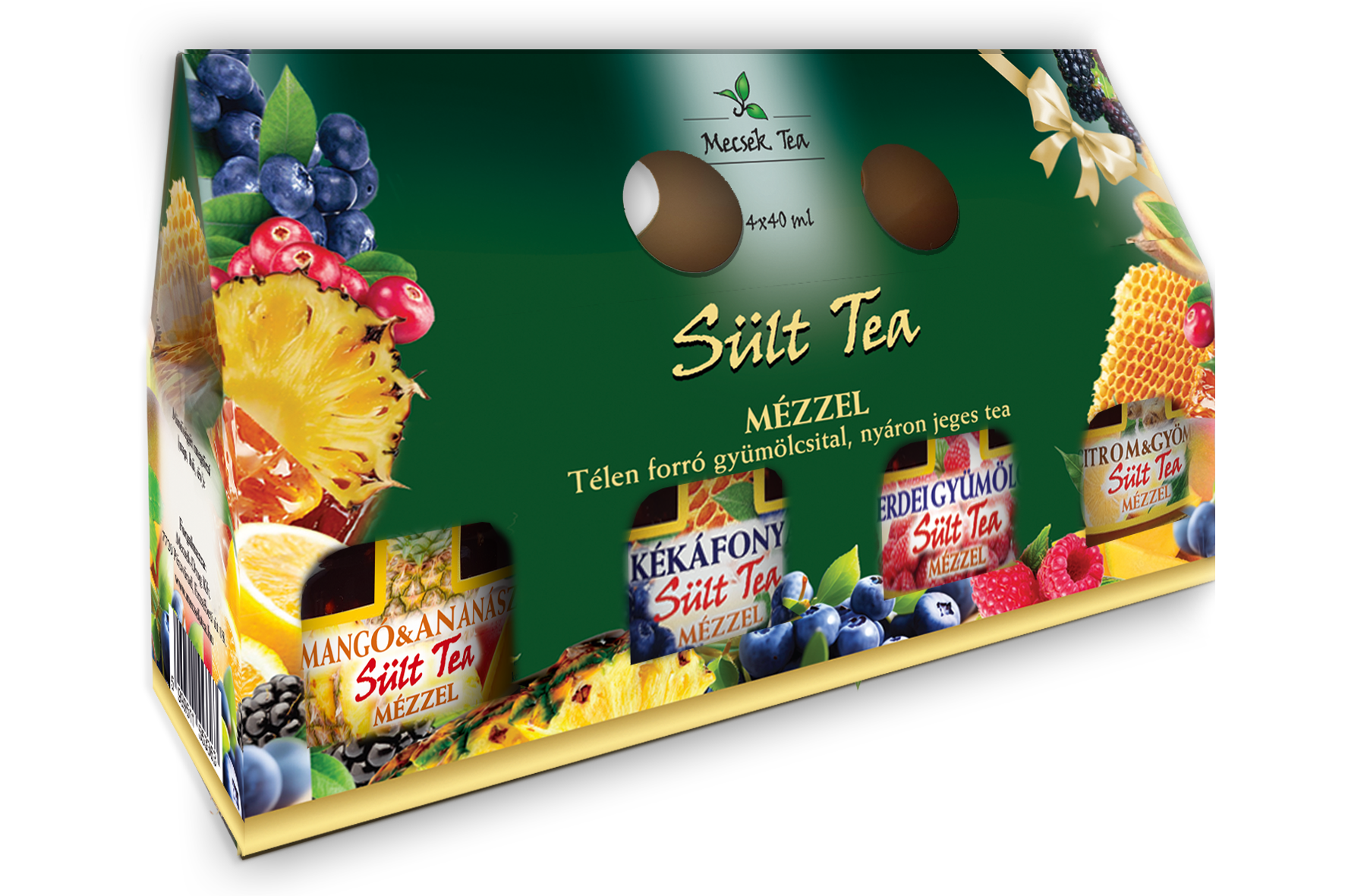 Sült Tea díszdoboz - Zöld (Mangó & Ananász, Erdei gyümölcs, Citrom & gyömbér,  Kék áfonya)